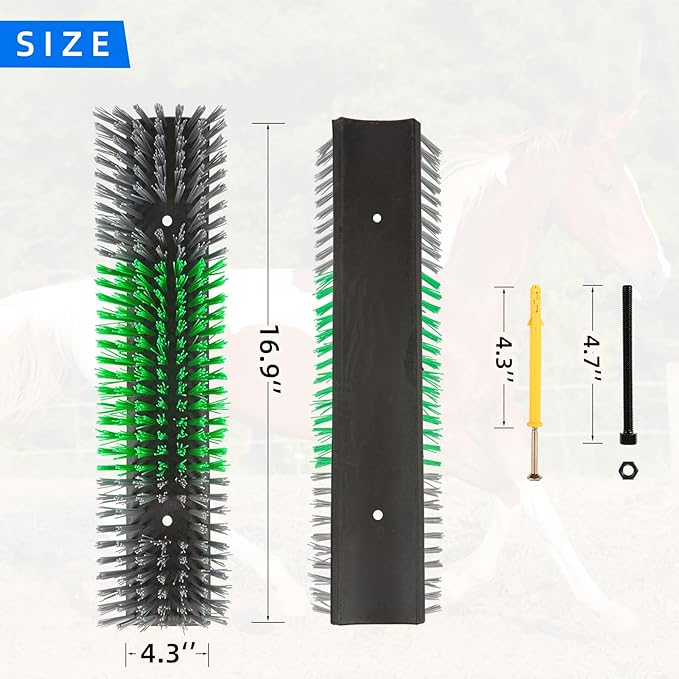 Livestock Scratch Brush for Cattle, Horses, Goats, Cow, Durable Scratching & Massage Grooming Tool for Healthy Coat, Relieves Itching, Easy Install on Fence Posts(4pcs, Gray)
