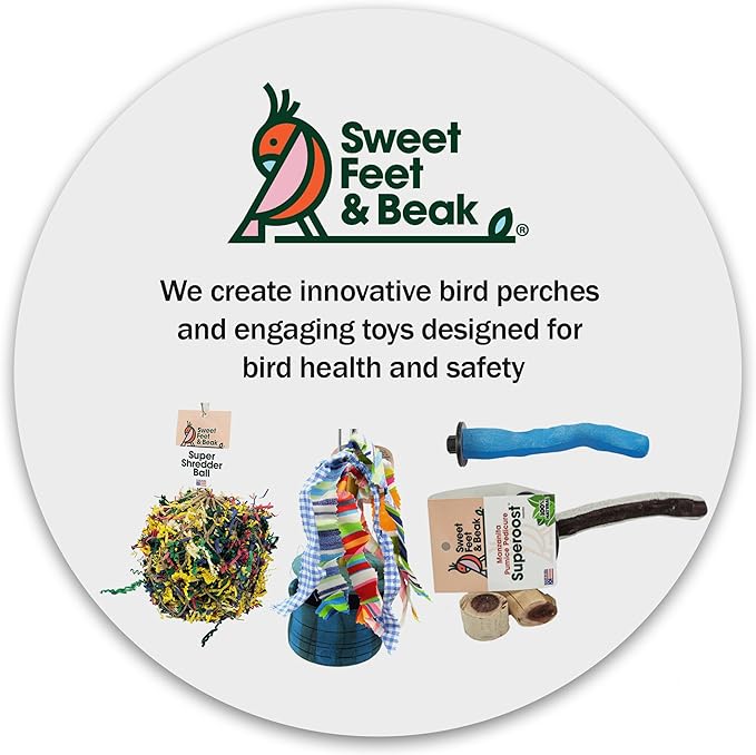 Sweet Feet & Beak Safety Pumice Bird Perch, Medium 1-1/4" X 12", Blue - Lightweight Grinding Bird Perches for Cage - Bird Nail Trimming Perch for Healthy Beak & Feet - Multi-Size & Color Parrot Stand