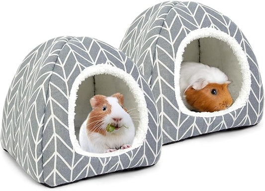 2 Pack Guinea Pig Hideout Bed Dwarf Rabbit House Cave Accessories Cozy Hide-Out for Little Bunny Hedgehog Ferret Chinchilla&Other Small Animals