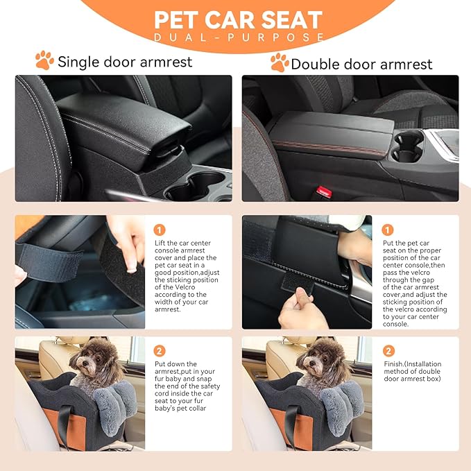 Dog Car Seat for Small Dog Center Console Seat Pet Booster Seat for Car Puppy Small Dogs(Dark Gray)