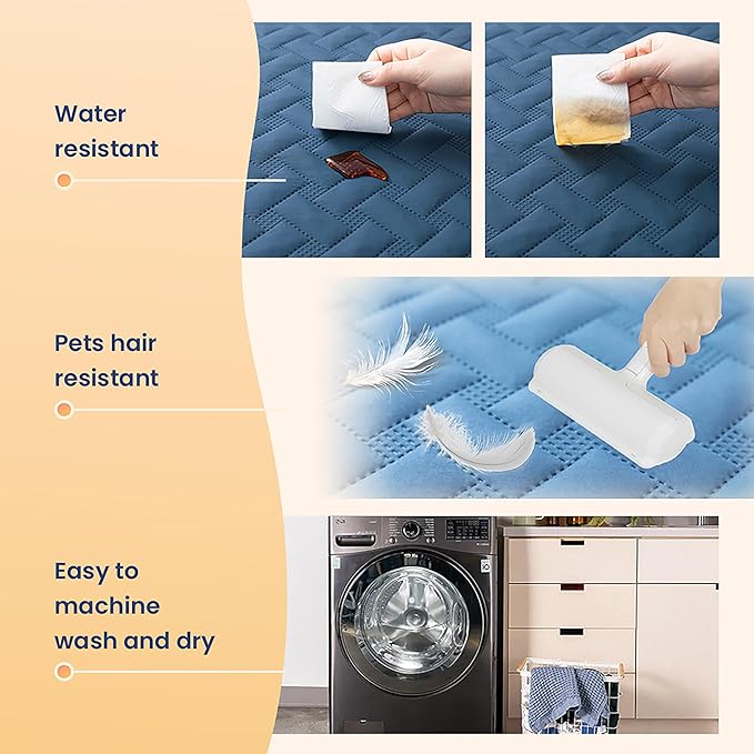 gogobunny 100% Double Sided Waterproof Dog Blanket Soft Pet Bed Cover Reversible Protect Furniture Couch Sofa Car for Puppy Cat Kids (Dark Blue/Light Blue, 52x82 Inch (Pack of 1))