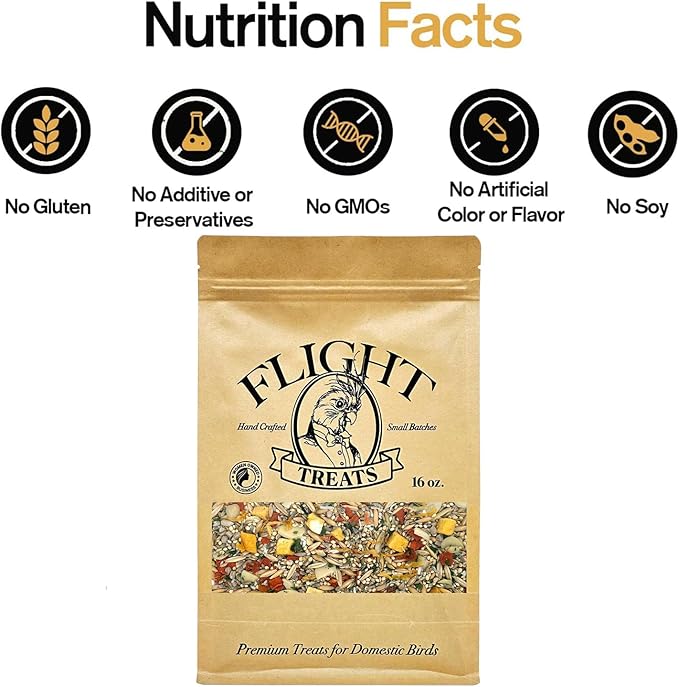 Flight Treats Handcrafted, Nutrient-Rich, and Irresistibly Delicious - 16 oz of Quality Food for Your Feathered Companions