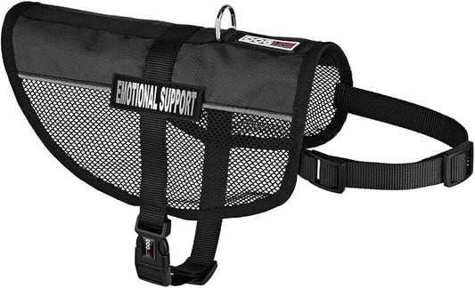 Dogline 17"-21" MaxAire Mesh Vest for Dogs and 2 Removable Emotional Support Patches, Medium, Black