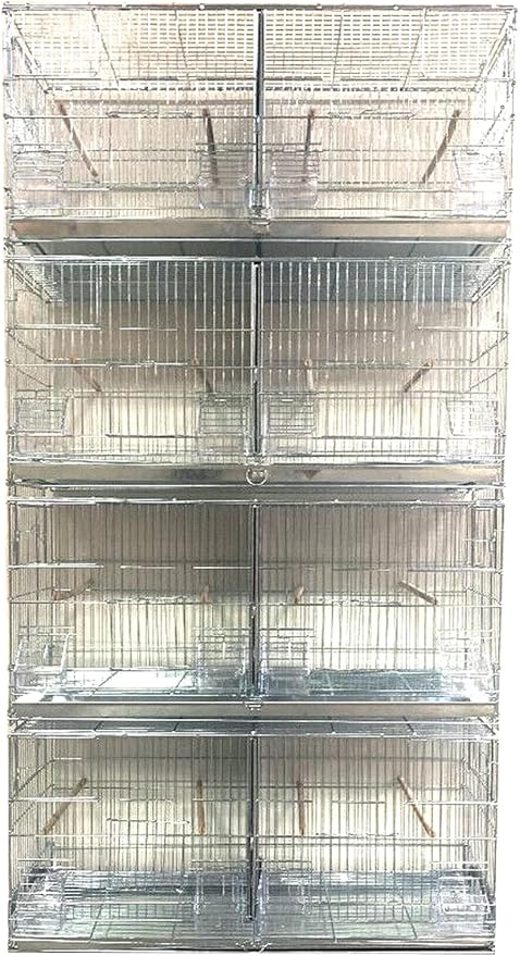 Combo: Large Galvanized Zinc Plated Stack & Lock Breeder Bird Flight Cage Breeding Nest Door Removable Divider with Rolling Stand (ADD ON 30"x11"x15"H-LOT-4)