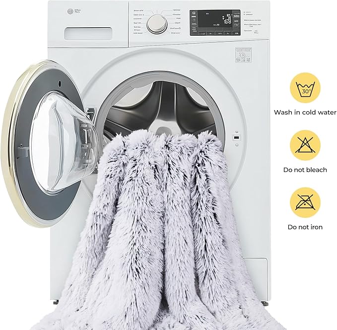 Luciphia Large Waterproof Dog Blanket for Pet Washable Liquid Proof Bed Intimacy Protection Shaggy Plush Calming Long Faux Fur Couch Cover Calming Cat Throw Blankets, Mist Grey, 50" x 60"