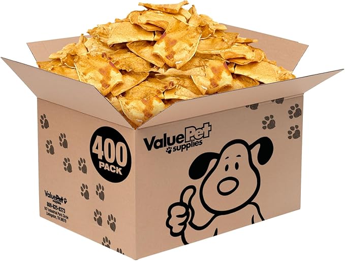 ValueBull USA Rawhide Chips, Chicken Infused, 400 Count Bulk Pack - Natural & Safe, USA Beef Hide, Long Lasting, Chemical Free, No Artificial Flavors