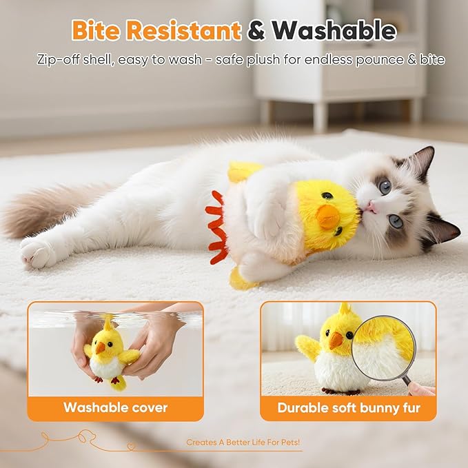 Petbobi Cat Toys Flapping Bird– Interactive Bird Cat Toy with Flapping Wings and Chirping Sounds, USB Rechargeable Motion-Activated Catnip Toy for Indoor Cats & Kittens (Non-Flying)