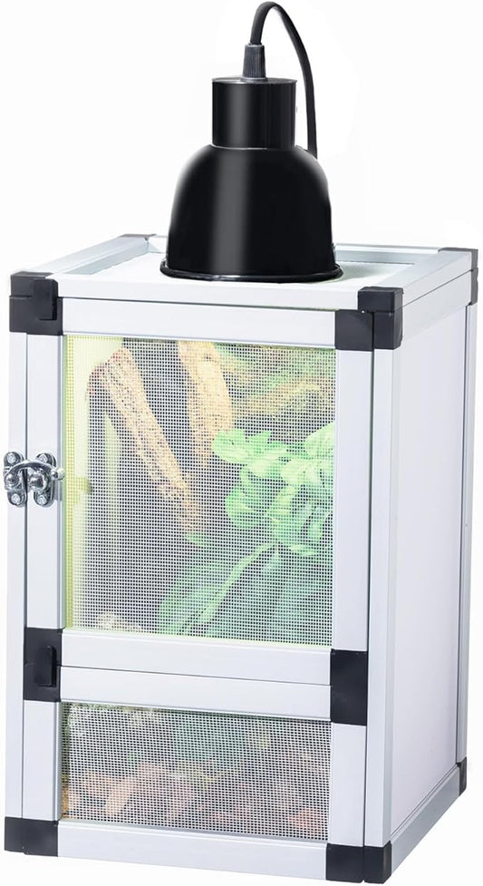 Hybrid Cage PVC Habitat Enclosure with Screen & Acrylic Doors,Toxirium 12"x12"x18" Reptile Terrarium Ventilated Tank for Gecko,Chameleon, Snake, Frog, Easy Assembly, Front Dual Access