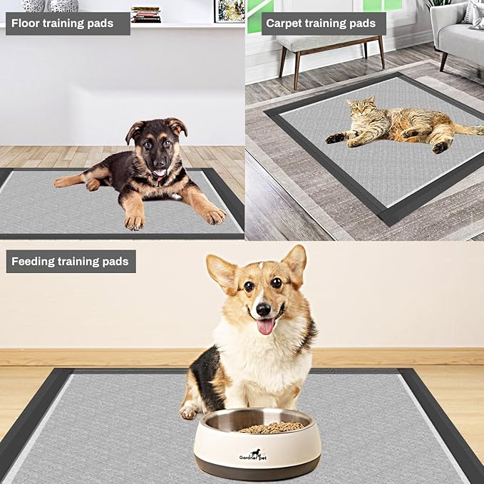 Charcoal Puppy Pads 28x37 Inches Extra Large Dog Pee Pads Odor-Control & Leak-Proof Disposable Pet Training Black New Edge-Wrapping Thicken Potty Pad for Dogs, Cats, Rabbits (50 Pieces)