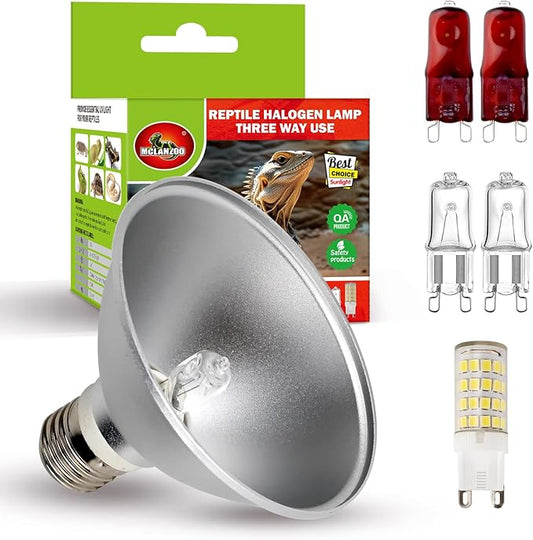 Reptile Heat Lamp Fixture 25W,Dome Reptile Light Fixture with 5PCS Halogen Heat Bulb,G9 UVA Basking Lamp E26 Lamp Socket for Turtle,Gecko,Lizard,Snake,Tortoise,Bearded Dragon,Frog