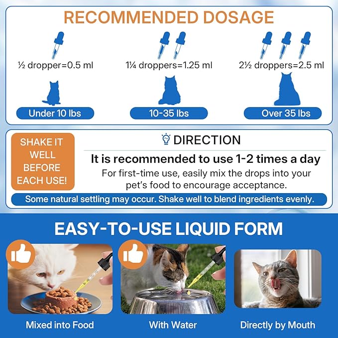 L-lysine Supplement for Cats, Immune Support for Cats, Support for Feline Respiratory, Sneezing, Runny Nose, Eye Function, Helps Strengthen Natural Defenses, Chicken Flavor, 60 ml/2 Fl Oz
