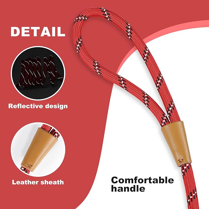 Lynxking No Pull Rope Dog Harness No Pull Reflective Leash Harness Collar 3 in 1 Dog Halter Harnesses Adjustable for Large Giant Dog (Red, Small 3/8 inch)