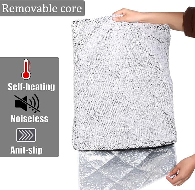 Self Heating Cat Bed Advanced Extra Warm Thermal Pet Pad Pets With Removable Cover Non-Slip Bottom Washable Non Electric Warming Cat Bed Non Electric Warming Pad Dog Outdoor Gray 19.68*27.56 Inch