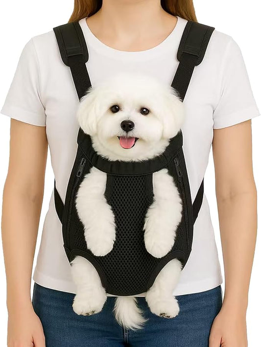 Dog Backpack Carrier Purse, Adjustable Pet Front Carriers, Legs Out Carrying Sling Travel Bag for Small Medium Dogs 7-11 Lbs, Soft Wearable Puppy Chest Carry Backpacks for Walking or Daily Outings