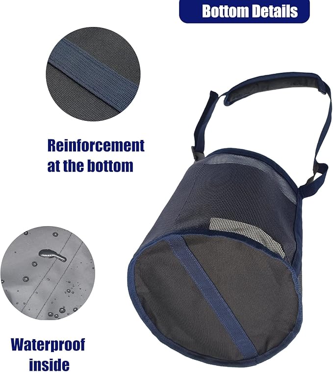 Horse Feed Bag for Grain - Heavy Duty Mesh Horse Feeder with Adjustable Strap,Comfort Neck Pad,Nose Pad Horse Muzzle Feed Bag(Medium,Blue)