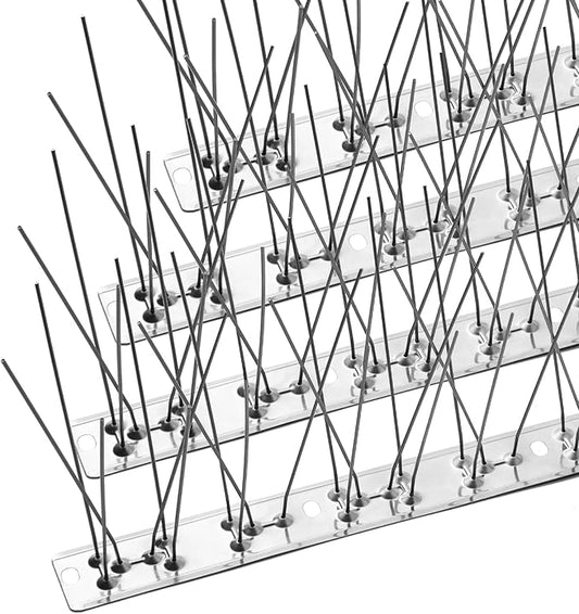 OFFO Bird Spikes with Stainless Steel Base, Durable Bird Spikes Arrow Pigeon Spikes Fence Kit for Keeping Small Bird, Crows and Woodpeckers Away, Covers 3.4 Feet(1.04m)