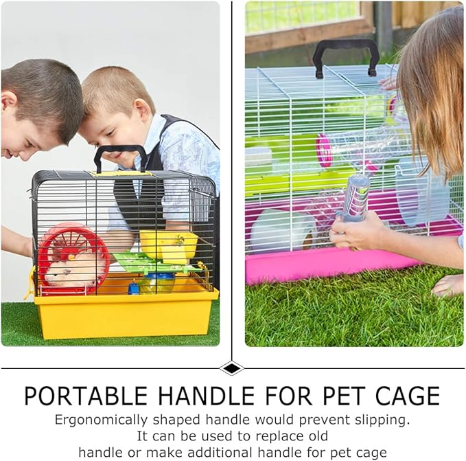 Zerodeko 10Pcs Pet Cage Handles, Black, Portable Plastic, Easy Install, Comfortable to Hold, Replacement Parts for Dog, Cat, Rabbit, Hamster, Bird Cages