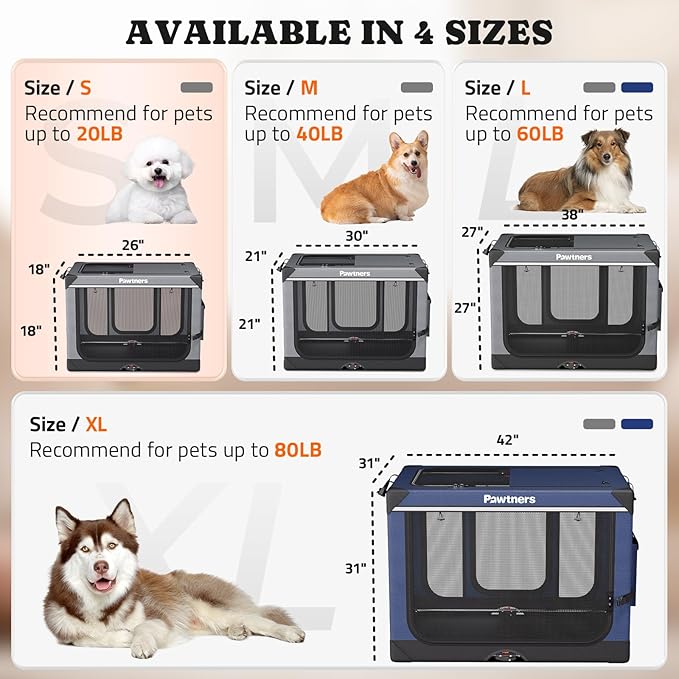 Collapsible Dog Crate: 26 Inch Foldable Soft Sided Dog Crate for Small Dogs, Portable Dog Travel Kennel with Soft Mat for Indoors & Outdoors, Grey