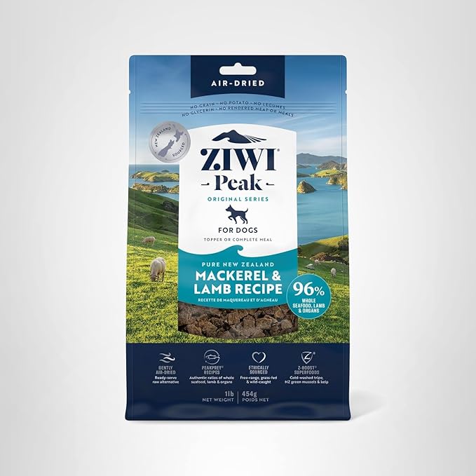 ZIWI Peak Air-Dried Dog Food – Mackerel & Lamb - All Natural, High Protein, Grain Free, Limited Ingredient w/ Superfoods (16oz)