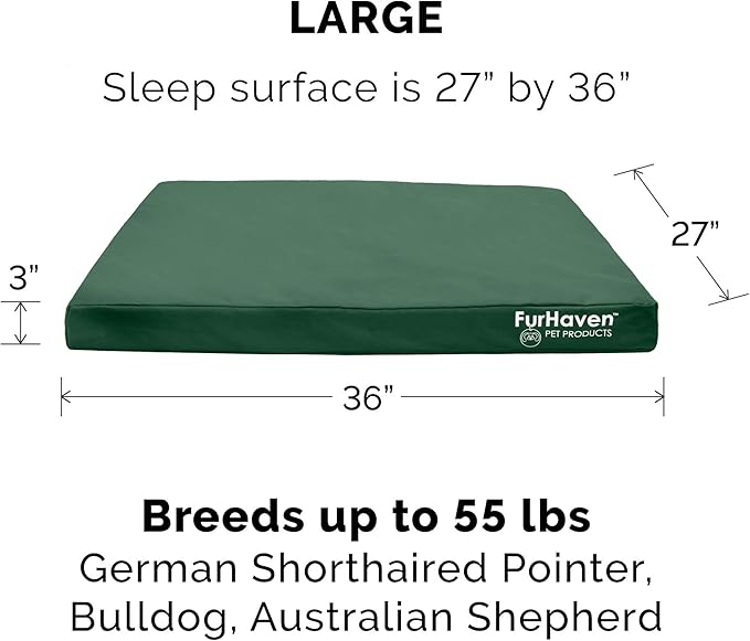 Furhaven Water-Resistant Orthopedic Dog Bed for Large/Medium Dogs w/ Removable Washable Cover, For Dogs Up to 55 lbs - Indoor/Outdoor Logo Print Oxford Polycanvas Mattress - Forest, Large