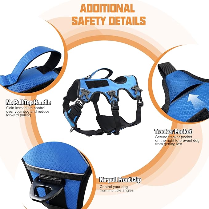 AUROTH Dog Harness, Escape Proof Dog Harness for Large Dogs, No Pull Dog Harness with Lift Handle, Soft Padded Reflective Adjustable Dog Vest Harness, Large Dog Harness for Walking Hiking Training
