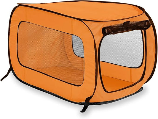 Beatrice Home Fashions Portable, Collapsible, Pop Up Kennel Travel Cat and Dog Crate, 36" L x 22" W x 22" H, Orange