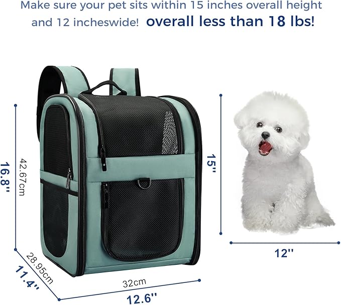 Apollo Walker Dog & Cat Carrier Backpack for 4-18lb Pets - Ventilated Safe Design with Padded Back Support, Breathable Mesh Pet Backpack for Hiking, Travel, Outdoor (Blue)