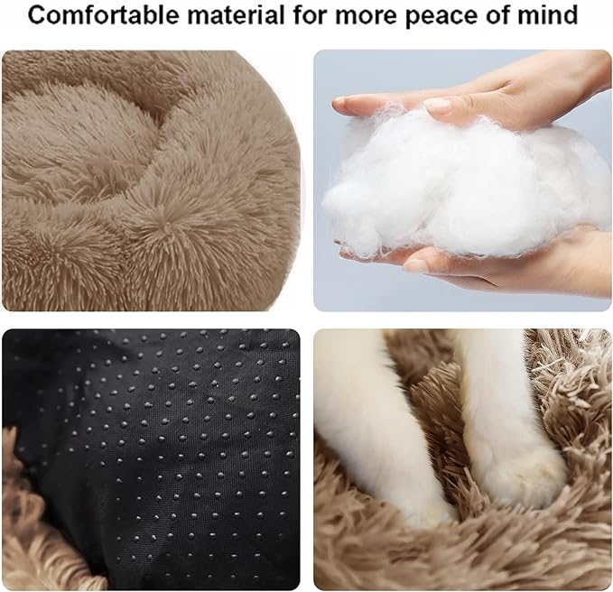 Nisrada Dog Bed for Medium Large Dogs, 36 inch Calming Dogs Bed, Washable-Round Cozy Soft Pet Bed for Puppy and Kitten with Slip-Resistant Bottom