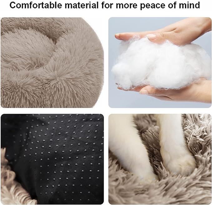 Nisrada Dog Bed for Small Medium Large Dogs Cats, 20 inch Calming Washable-Round Cozy Soft Pet Bed for Puppy and Kitten with Slip-Resistant Bottom