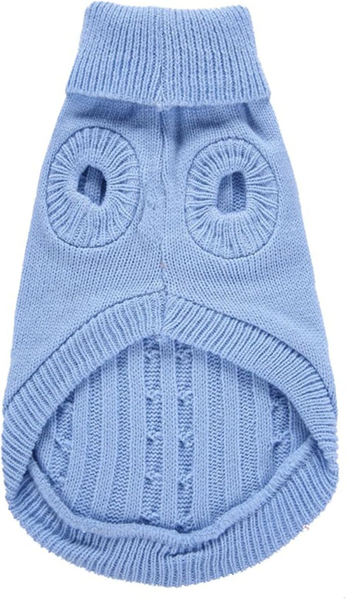 CHBORCHICEN Small Dog Sweaters Knitted Pet Cat Warm Dog Sweatshirt Winter Clothes Kitten Puppy Sweater (Medium,Light Blue)