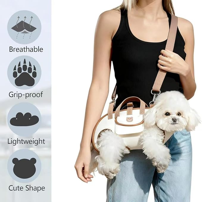 Portable Small Dog & Cat Pet Carrier Sling & Backpack for Small Dogs & Cats & Puppy, Dog & Pet Purse Bag Carrier Sling for Small Dogs with Dog Traction Leash, Crossbody Sling Carriers (Orange S)