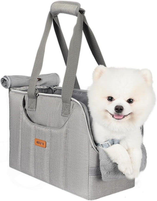 Dog Purse Carrier for Small Dogs Cats Rabbits Up to 15lbs, Lightweight Pet Sling Carriers with Crossbody Strap, Portable Puppy Soft Sided Tote Bag Carrier for Vet,Hiking,Travel Gray