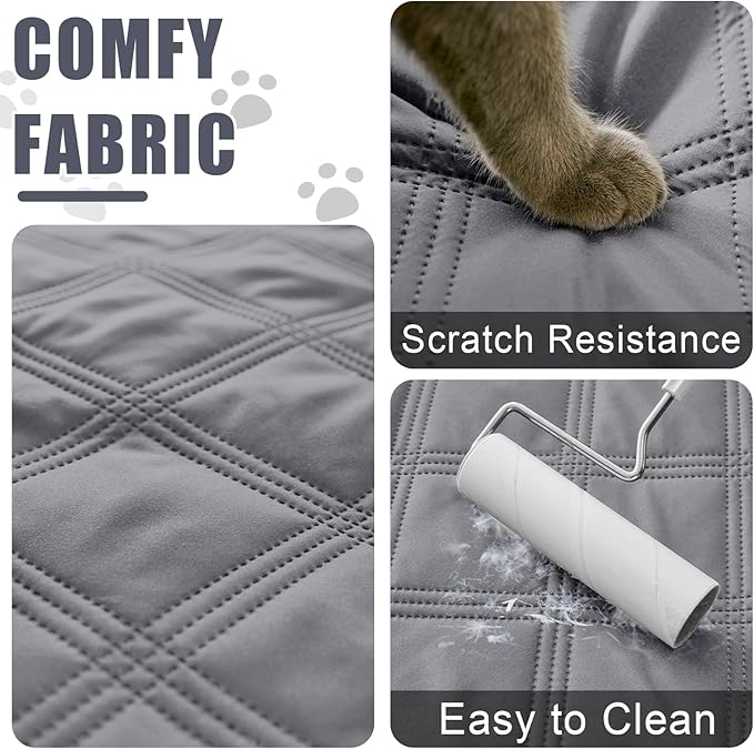 Smiry Waterproof Dog Bed Cover Blanket 82x102, Soft Reversible Pet Blanket, Washable Leakproof Cats Dogs Couch Cover for Sofa, Couch, Furniture, Lattice, Grey/Light Grey