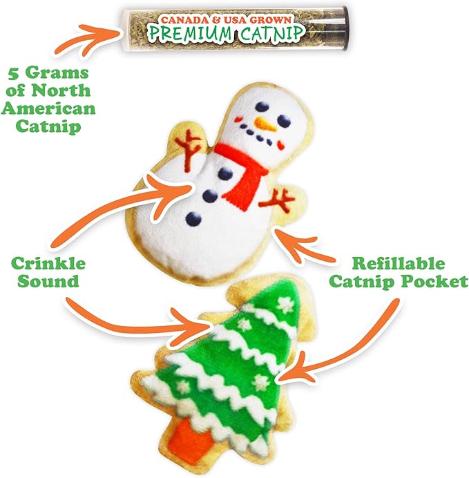 Meowijuana Get Nogged | Eggnog & Get Frosted Sugar Cookies | Refillable Interactive Catnip Toy | Catnip Grown in North America