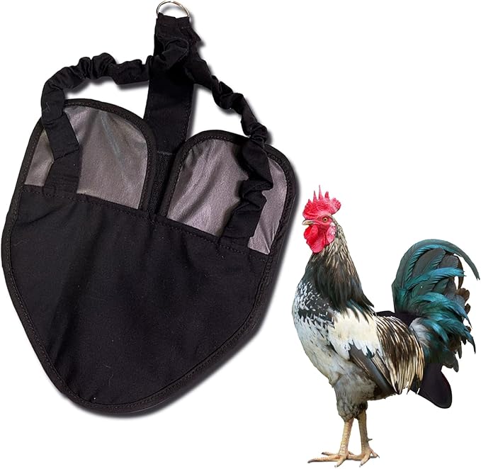 Hen Holster Bird Diaper, Wrap Around - for Hens, Roosters, Ducks, Geese, Leak-Proof Design, Comfortable Fleece Strap Bird Harness with Sewn-in Liner, Secure Hook and Loop Closure - S/M, Black