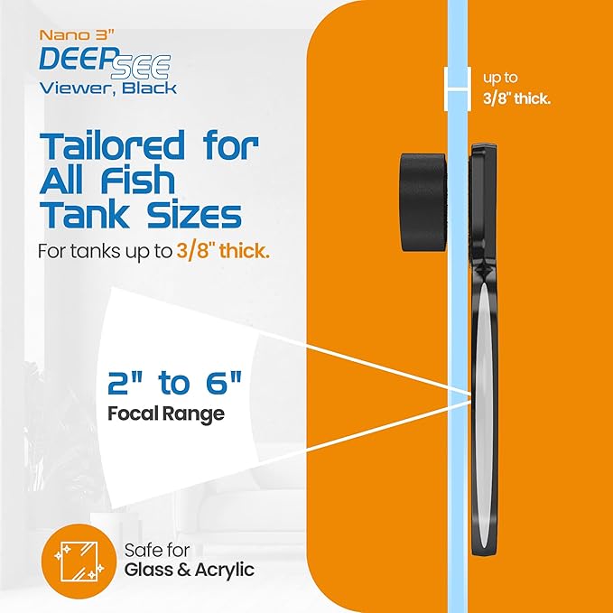 Flipper DeepSee Viewer 3" Nano - Coral and Fish Magnifier for Reef Tank and Freshwater Aquarium Photography and Videography - Magnetic Magnifying Glass