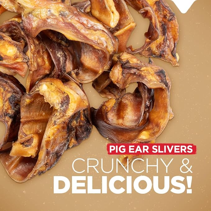 Natural Farm Pig Ear Slivers for Dogs (4 Pounds Bag), One Ingredient: Natural Pigs Ear Slivers, Air Dried, Long-Lasting & Highly Digestible Treats, Great for Puppy and Large/Medium Dogs