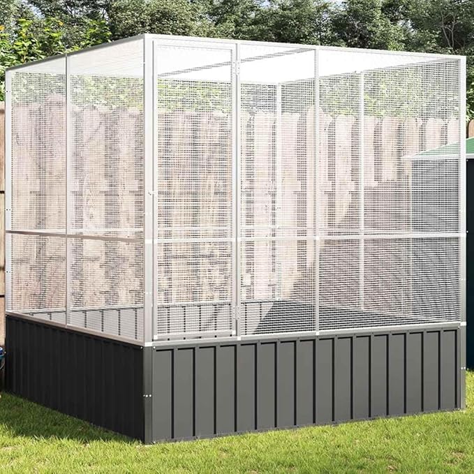 Outdoor Aviary Bird Cage, Galvanized Steel Outside Ample Activity Space Birdcage, 83.1"x81.5"x83.5", -260