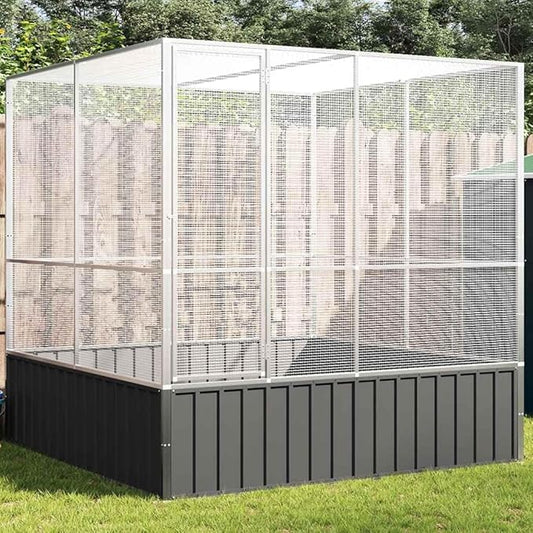 Outdoor Aviary Bird Cage, Galvanized Steel Outside Ample Activity Space Birdcage, 83.1"x81.5"x83.5", -260