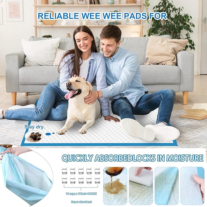 XXXXL 40 Count Dog Cat Puppy Pee Pads,40"x40" Super Absorbent Puppy Pads Leakproof Quick-Dry Disposable Pet Pads for Puppies, Dogs Cats Indoor, Outdoor, Housebreaking Use