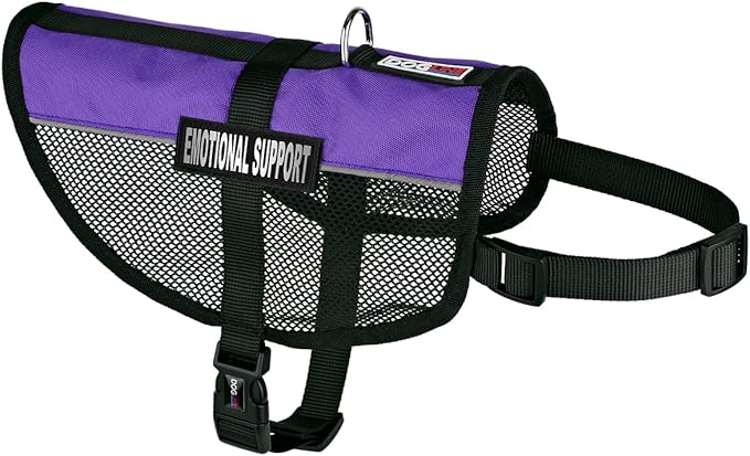 Dogline MaxAire Multi-Purpose Mesh Vest for Dogs and 2 Removable Emotional Support Patches, Small, Purple, (13"-16")