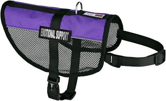 Dogline MaxAire Multi-Purpose Mesh Vest for Dogs and 2 Removable Emotional Support Patches, Small, Purple, (13"-16")