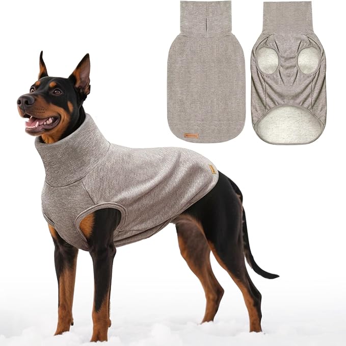 Mosucoirl Dog Sweaters Pet Pullover,Turtleneck Doggy Sweatshirt for Extra Large Dogs Thick Warm Dog Clothes Fleece Soft Winter Puppy Hoodies Outfit for Small Medium Large Dogs XS-4XL (Khaki, 4XL)