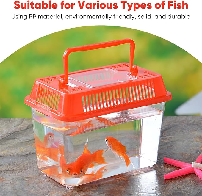 Mini Plastic Fish Tank, Small Portable Aquarium with Lid for Small Critters and Creatures Pet Fish Easy to Clean and Transparent Tank Design