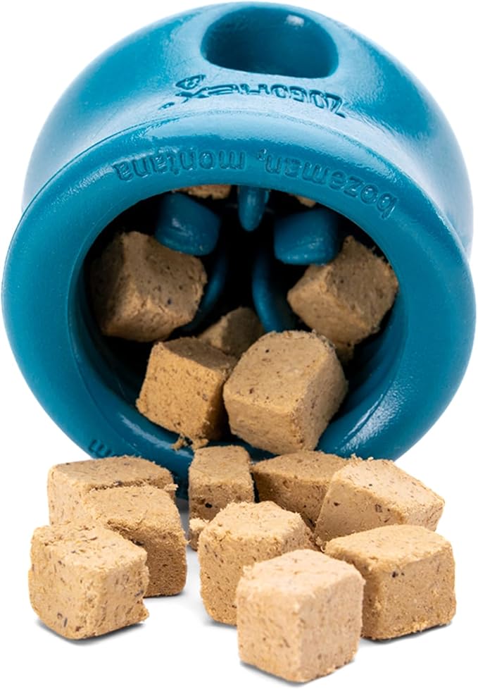 WEST PAW Toppl Durable Dog Treat Puzzle Toy for Small to Medium Dogs- Engaging Interactive Chew Toy for Mental Stimulation, Slow Feeding- Quarter Cup Capacity - River Blue, Small