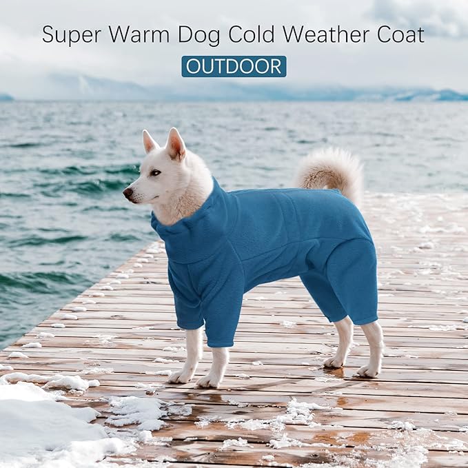 ROZKITCH Dog Long Sleeve Pajamas, Pet Windproof Warm Cold Weather Jacket Vest Cozy Jumpsuit Apparel Outfit Clothes for Large Giant Dog Walking Sleep 4XL