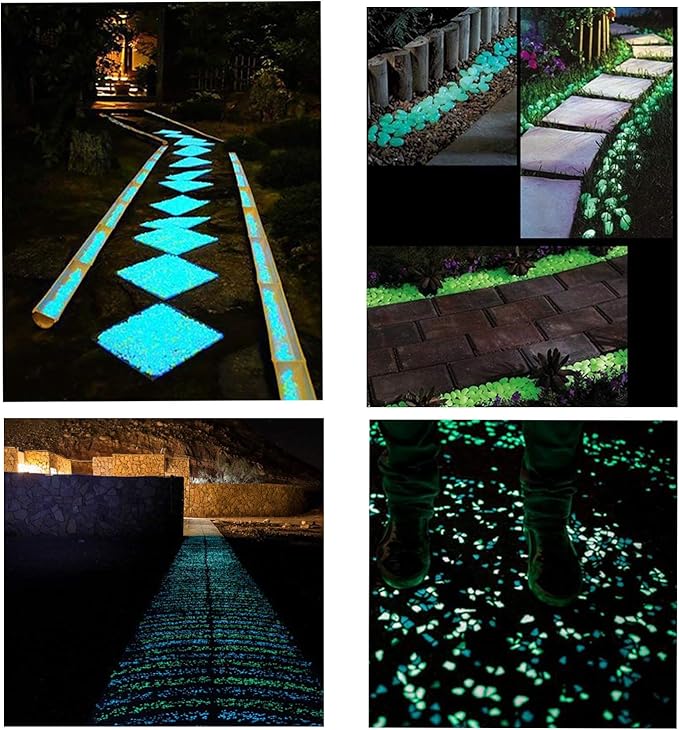 Oubest Glow in The Dark Pebbles/Glow Stones/Glowing Rocks Green Decor for Garden/Fish Tank/Aquarium/Walkway/Driveway/Plant Pots/Bonsai (200, Green)