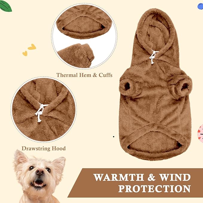 4XL Dog Sweaters for Large Dogs,Dog Hoodie,Warm Fuzzy Fleece Sweatshirt with Hood & Pocket,Leash Hole,Cozy Cold Weather Pet Clothes Sweater Hoodie for Large Dogs(Coffee,4XL)