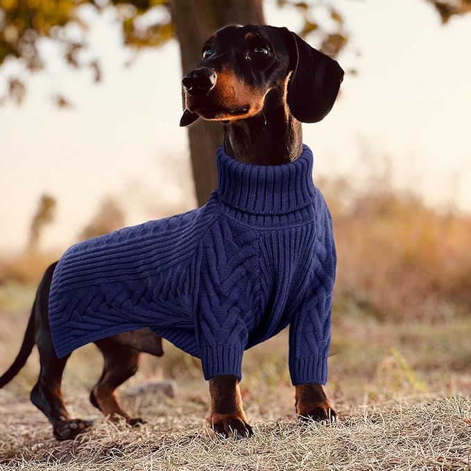 ASENKU Dog Sweater, Dog Sweaters for Medium Dogs, Warm Pullover Doggie KnitTurtleneck Warm Clothes for French Bulldog, Boston Terrier（Royal Blue, M）