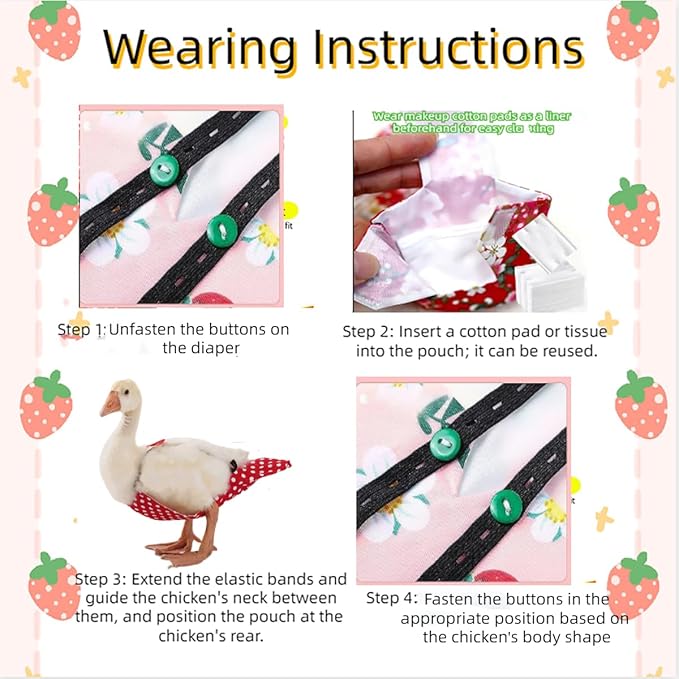 4-Pack Chicken Diapers Saddle Set for Hen with Bow Tie Reusable Handmade Washable Waterproof Inner Layer for Geese Duck Chicken- Stylish and Protective Poultry Clothes (4 Diapers+4 Saddles,Large)